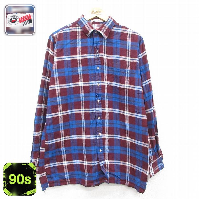 【50%OFF】アロー 90s 長袖フランネルシャツ チェック ブルー L | 古着