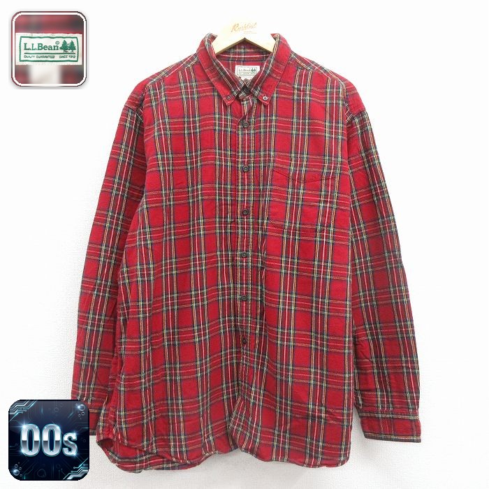 エルエルビーン 00s 長袖フランネルシャツ タータンチェック レッド XL | 古着