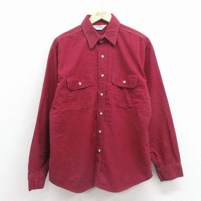 XL★古着 ファイブブラザー 長袖 フランネル シャツ メンズ 80年代 80s USA製 エンジ 26jan07
