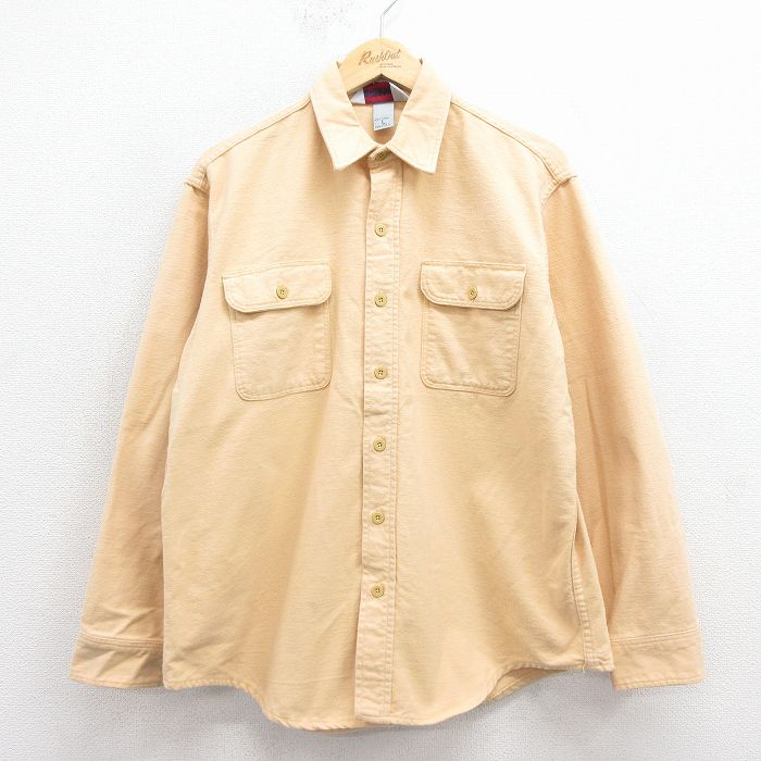 XL★古着 ビッグマック BIG MAC 長袖 ヘビー フランネル シャツ メンズ 80年代 80s コットン USA製 ベージュ系【spe】 26jan07
