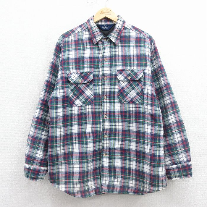 ウールリッチ 90s 長袖フランネルシャツ 紺チェック XL | 古着