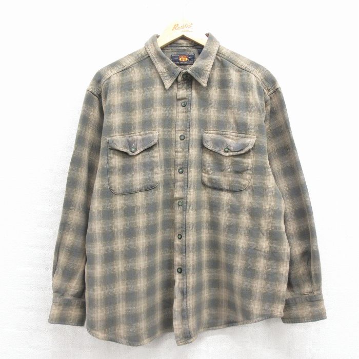 XL★古着 ルート66 長袖 フランネル シャツ メンズ 00年代 00s コットン 濃緑他 チェック 26jan07