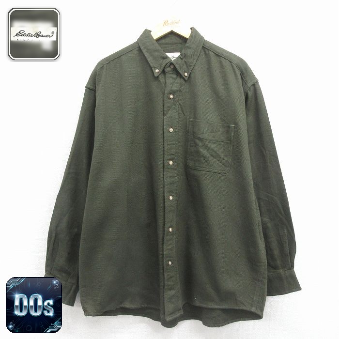 【50%OFF】エディーバウアー 00s 長袖シャツ グリーン XL | 古着