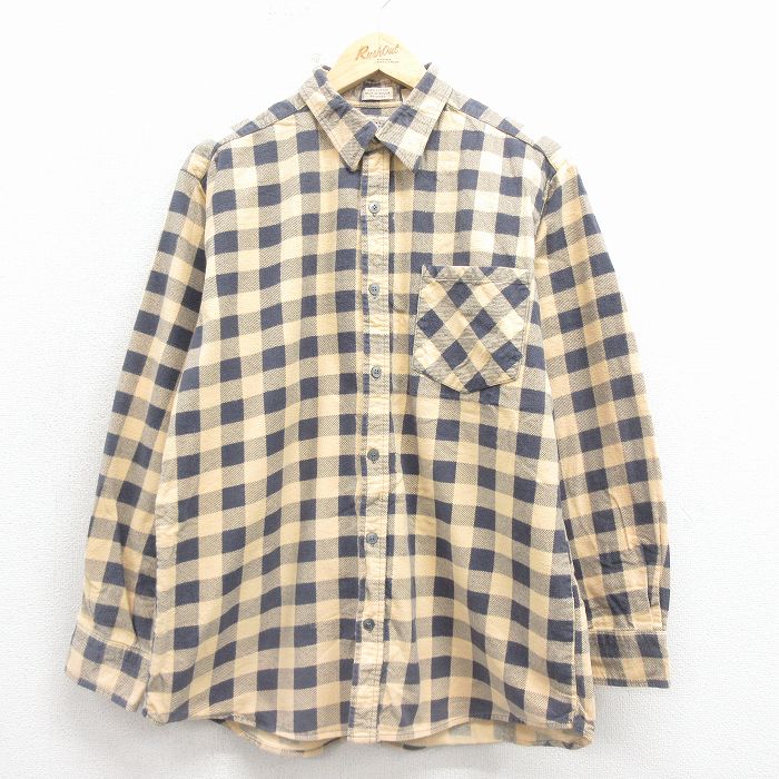 XL★古着 長袖 フランネル シャツ メンズ 00年代 00s コットン 黄他 チェック 26jan08