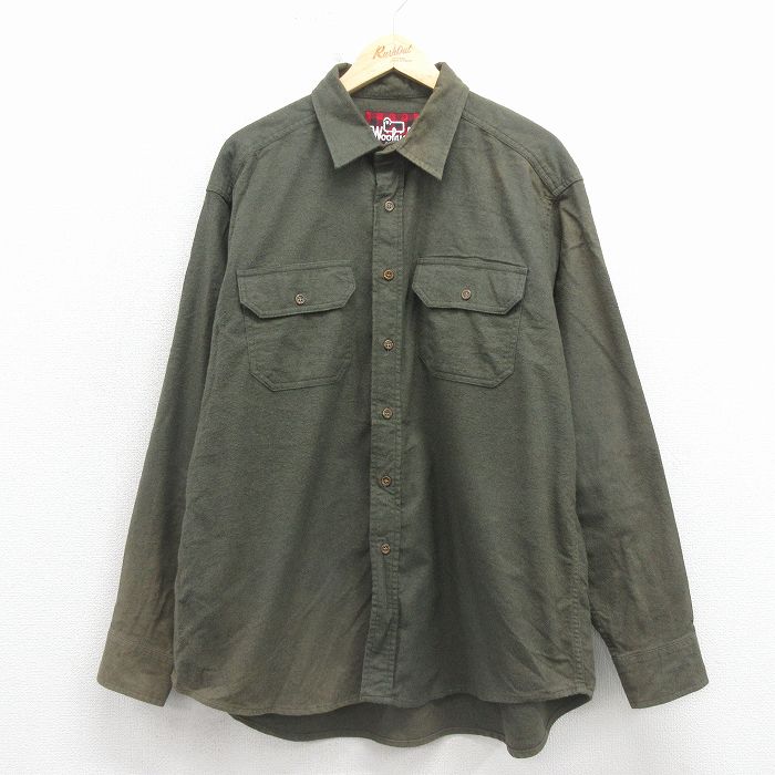 XL★古着 ウールリッチ 長袖 フランネル シャツ メンズ 00年代 00s 大きいサイズ コットン 緑 26jan08