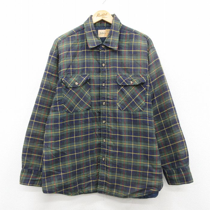 セントジョンズベイ 90s 長袖シャツ 内側キルティング グリーン XL | 古着