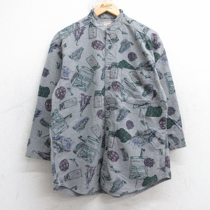ウールリッチ 90s 7分袖フランネルシャツ 総柄 グレー L | 古着