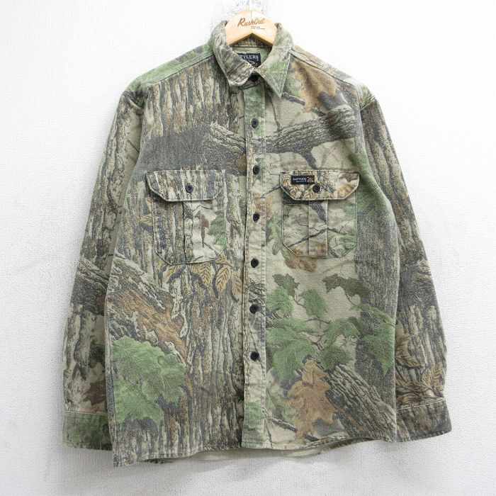 ヘビーフランネルシャツ 90s リアルツリー ベージュ迷彩 L | 古着