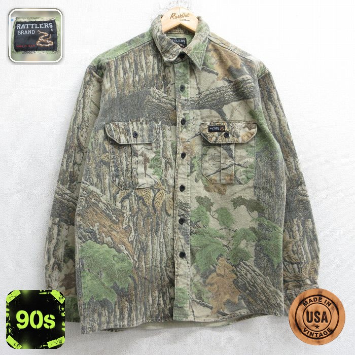 【50%OFF】ヘビーフランネルシャツ 90s リアルツリー ベージュ迷彩 L | 古着