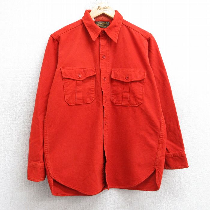 エディーバウアー 90s 長袖ヘビーフランネルシャツ オレンジ L | 古着