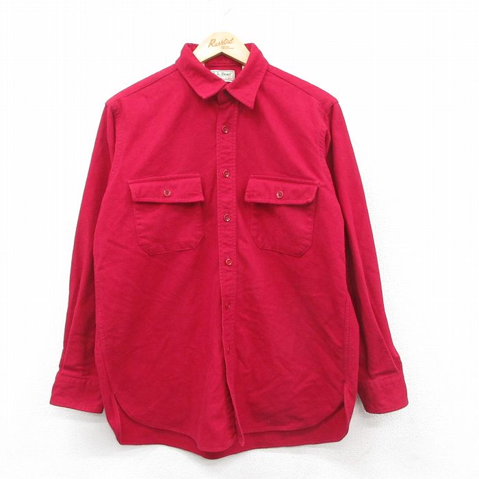 エルエルビーン 80s 長袖フランネルシャツ ヘビー レッド L | 古着