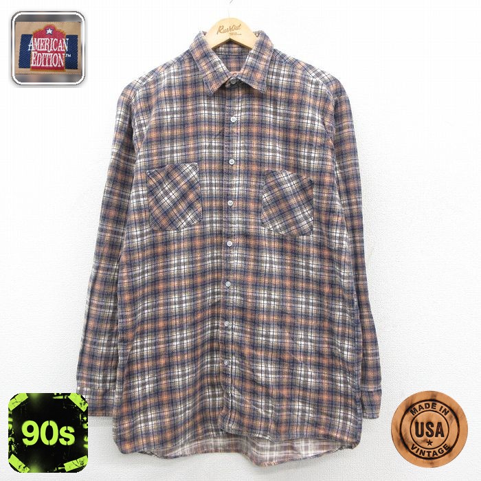 【50%OFF】フランネル 90s 長袖シャツ チェック ネイビー L | 古着