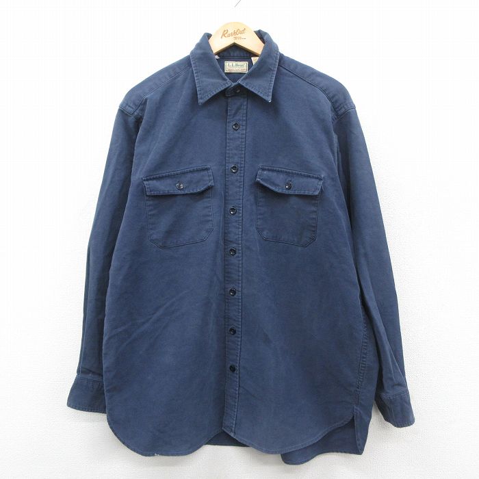 エルエルビーン 80s 長袖フランネルシャツ ヘビー ネイビー XL | 古着