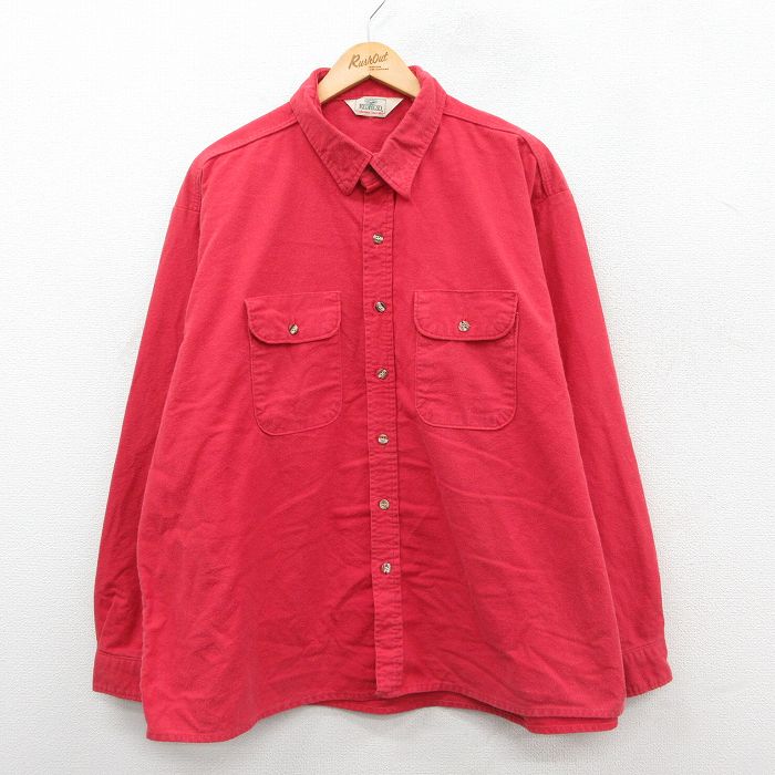 レッドキャップ 90s 長袖フランネルシャツ レッド XL | 古着