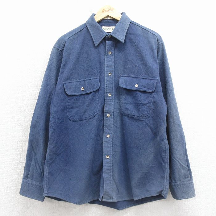 セントジョンズベイ 90s 長袖フランネルシャツ シャモアクロス ネイビー L | 古着
