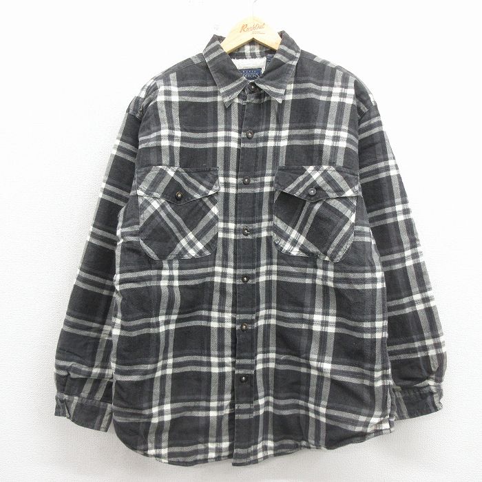 ベーシックエディションズ 90s 長袖フランネルシャツ 内側ボア ブラック L | 古着