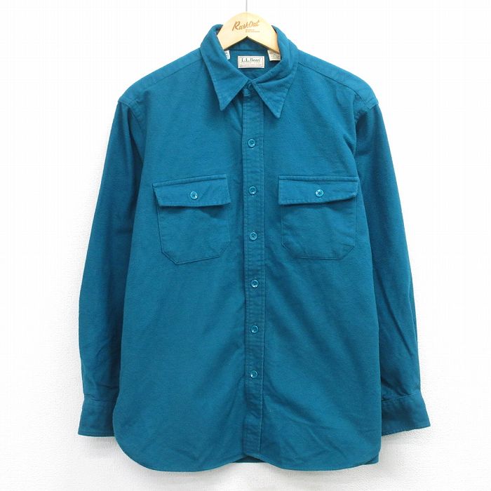 XL★古着 エルエルビーン 長袖 ヘビー フランネル シャツ メンズ 80年代 80s コットン 緑系 26feb04