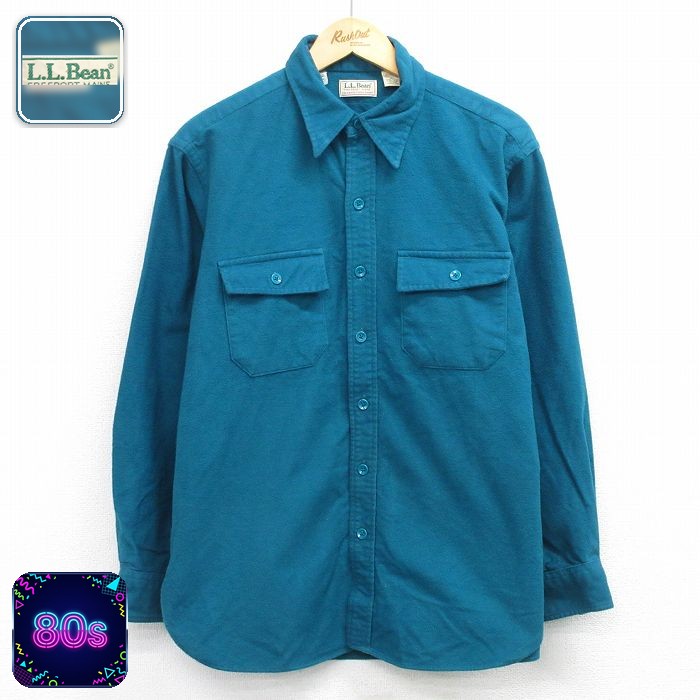 エルエルビーン 80s 長袖フランネルシャツ ヘビー グリーン XL | 古着