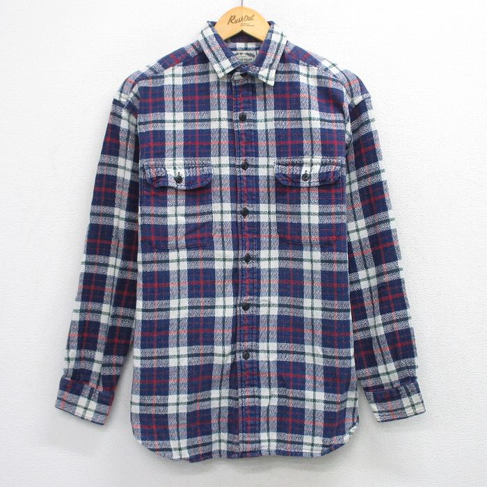 アメリカンイーグル 90s 長袖フランネルシャツ チェック ネイビー L | 古着