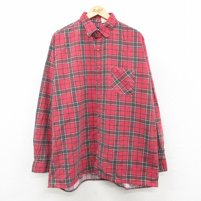 ピューリタン 90s 長袖フランネルシャツ レッドチェック XL | 古着