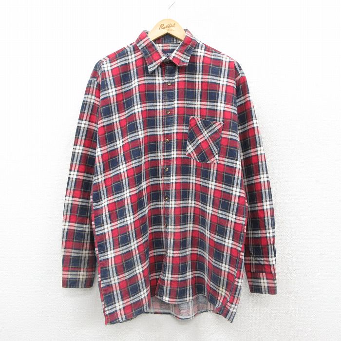 XL★古着 ピューリタン 長袖 フランネル シャツ メンズ 00年代 00s USA製 赤他 チェック 26feb17