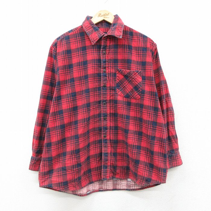 XL★古着 ピューリタン 長袖 フランネル シャツ メンズ 00年代 00s コットン 赤他 チェック 26feb21