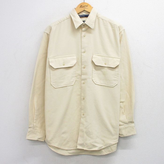 ノーティカ 90s 長袖フランネルシャツ ワンポイントロゴ イエロー XL | 古着