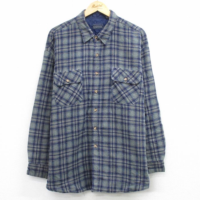 【20%OFF】ベーシックエディションズ 90s 長袖フランネルシャツ リンガー ネイビー XL | 古着