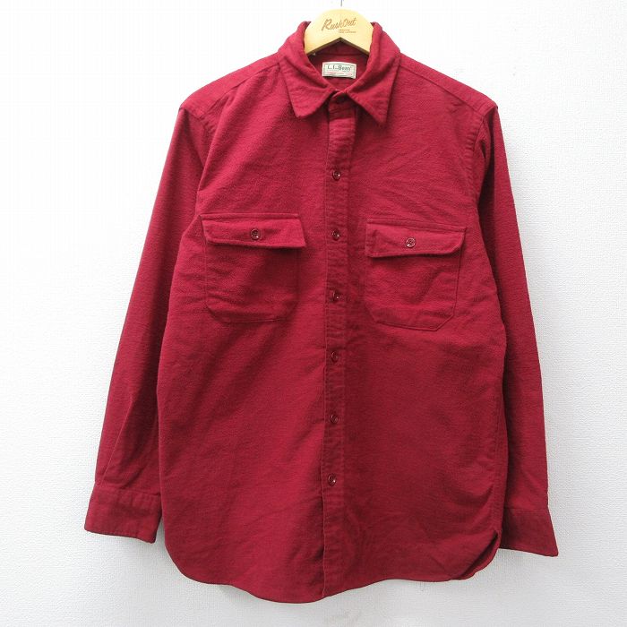 【20%OFF】エルエルビーン 80s 長袖フランネルシャツ バーガンディ L | 古着