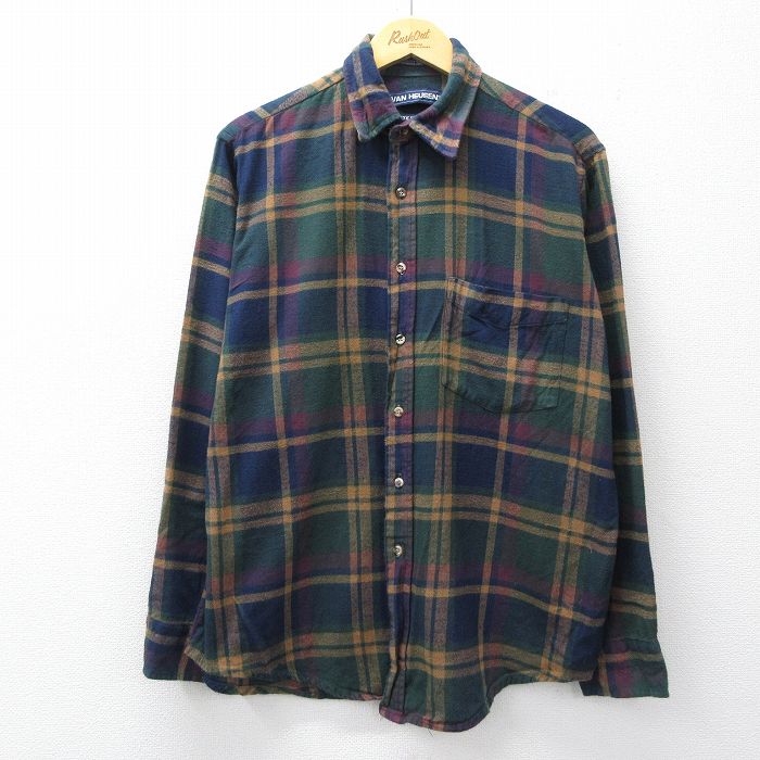 【20%OFF】バンヒューセン 90s 長袖フランネルシャツ ネイビーチェック XL | 古着