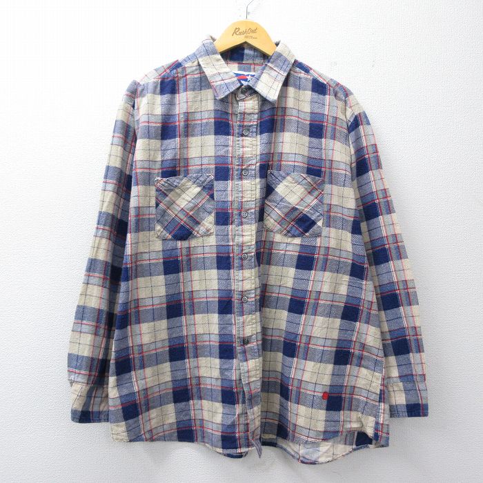 フランネルシャツ ネイビーチェック XL | 古着