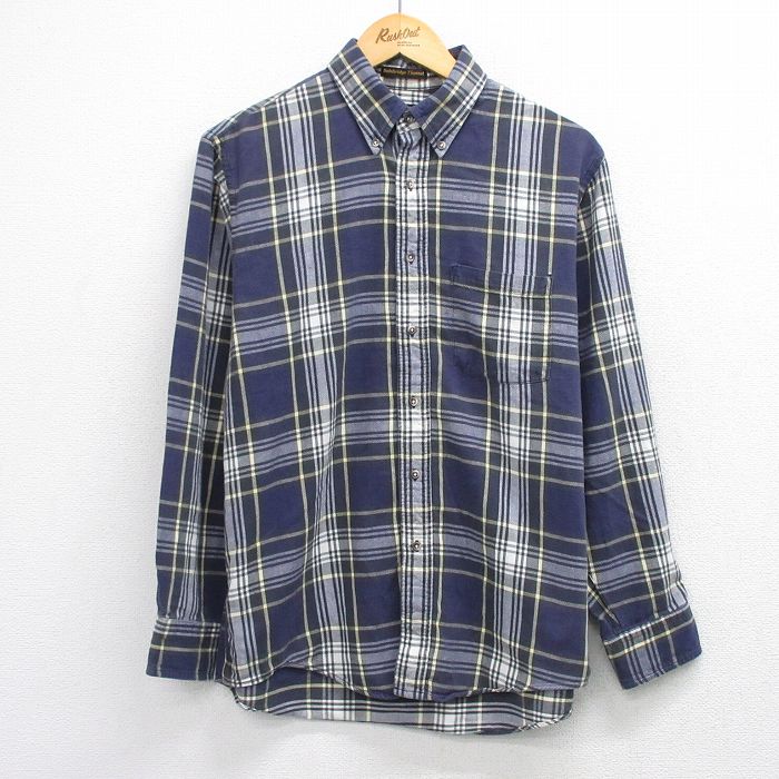 エディーバウアー 90s フランネルシャツ チェック ネイビー メンズL相当 | 古着