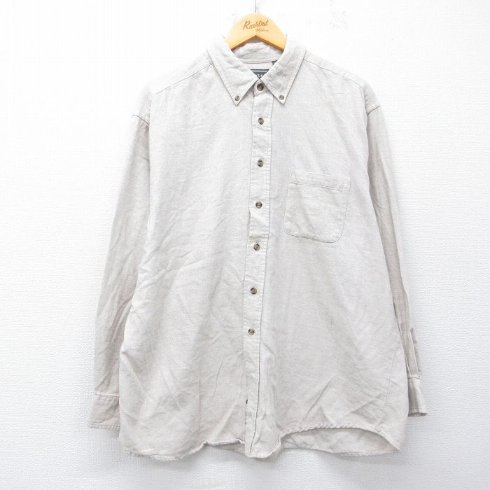 90s 長袖フランネルシャツ ベージュ メンズXL相当 | 古着