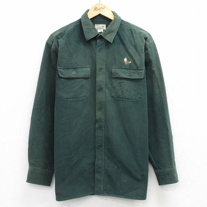 XL★古着 エルエルビーン 長袖 ヘビー フランネル シャツ メンズ 00年代 00s ルアー コットン 緑 26apr01