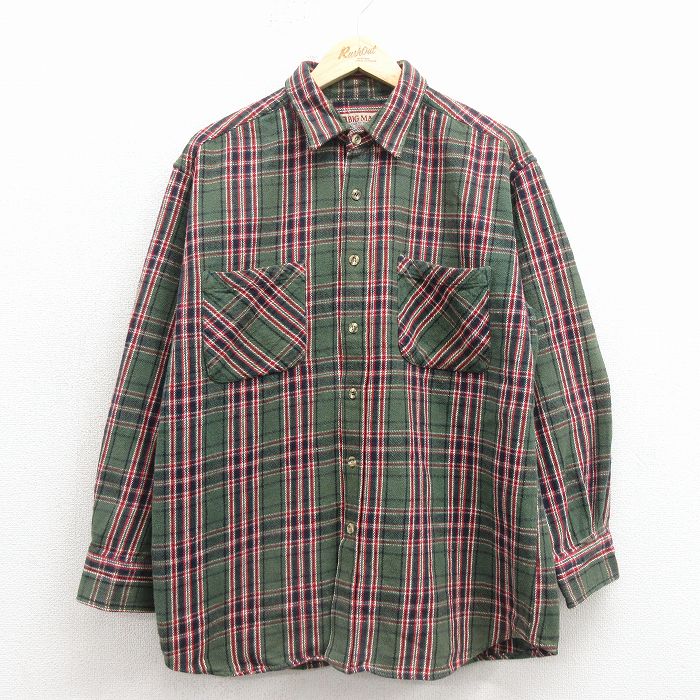 ビッグマック 00s 長袖フランネルシャツ チェック グリーン メンズXL相当 | 古着