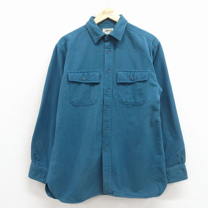 L★古着 エルエルビーン 長袖 フランネル シャツ メンズ 00年代 00s コットン 青 26apr10