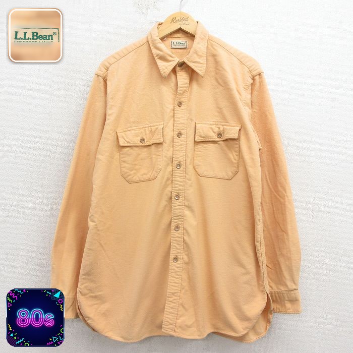 エルエルビーン 80s 長袖フランネルシャツ ベージュ メンズXL相当 | 古着