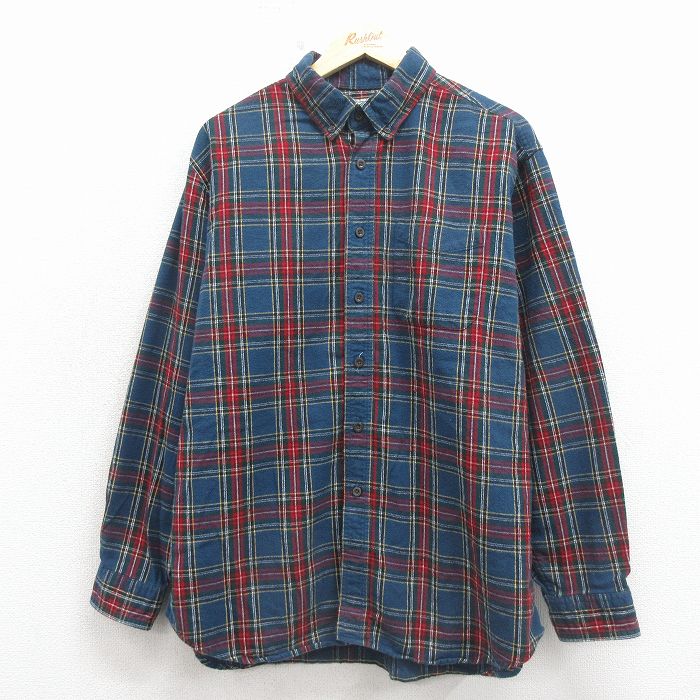 エルエルビーン 00s 長袖フランネルシャツ チェック ネイビー メンズXL相当 | 古着