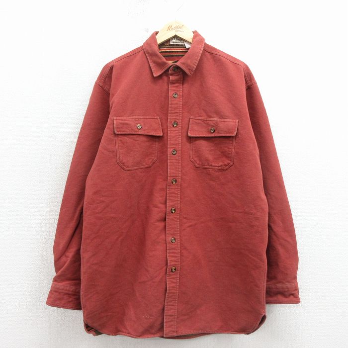 エルエルビーン 00s 長袖フランネルシャツ エンジ XL | 古着
