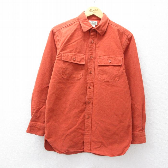 M★古着 エルエルビーン 長袖 ヘビー フランネル シャツ メンズ 00年代 00s コットン オレンジ 26apr21