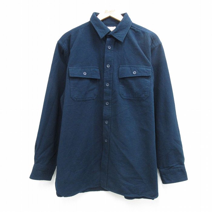 XL★古着 エルエルビーン 長袖 ヘビー フランネル シャツ メンズ 00年代 00s シャモアクロス 濃紺 26apr30