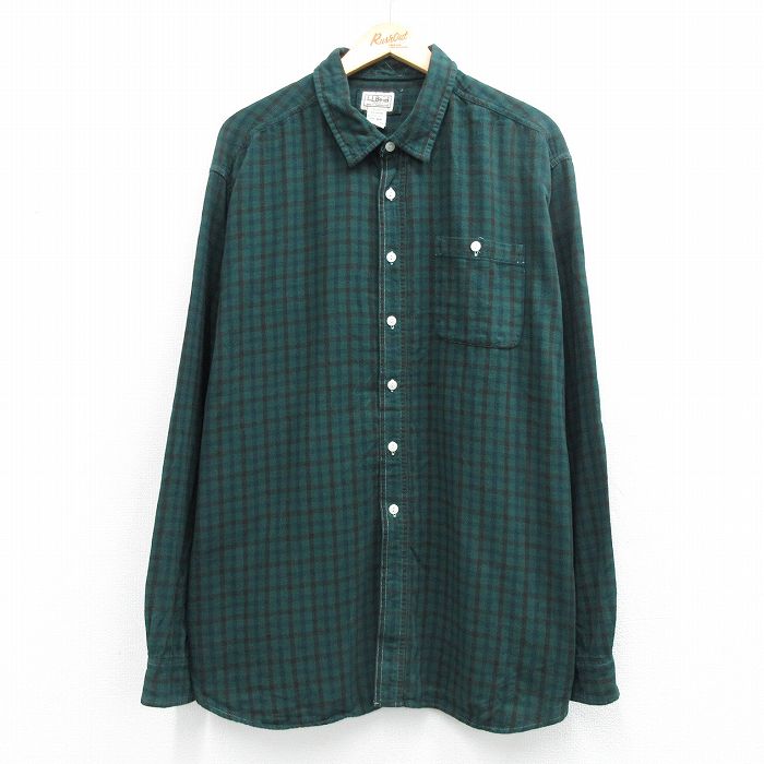 エルエルビーン 00s 長袖フランネルシャツ チェック グリーン XL | 古着