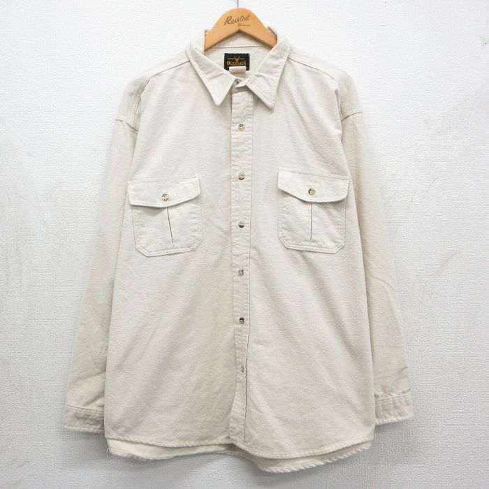 ヘビー 90s 長袖フランネルシャツ ベージュ XL | 古着