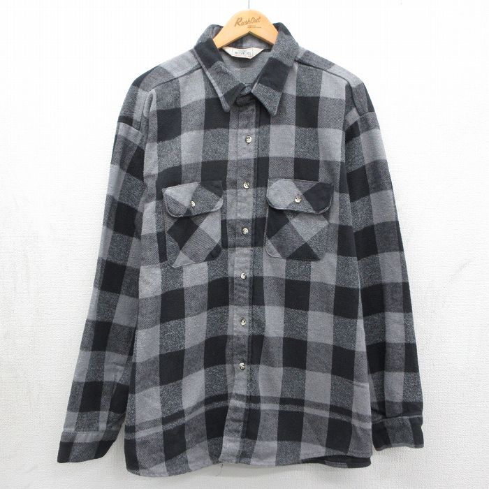 XL★古着 レッドヘッド 長袖 ヘビー フランネル シャツ メンズ 90年代 90s 大きいサイズ コットン USA製 グレー他 バッファロー チェック【spe】 26may16