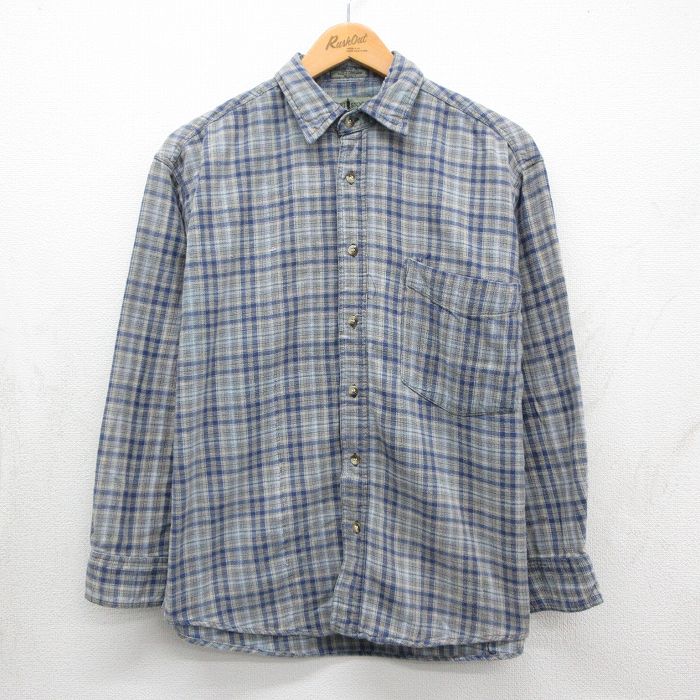 90s 長袖フランネルシャツ チェック グレー M | 古着