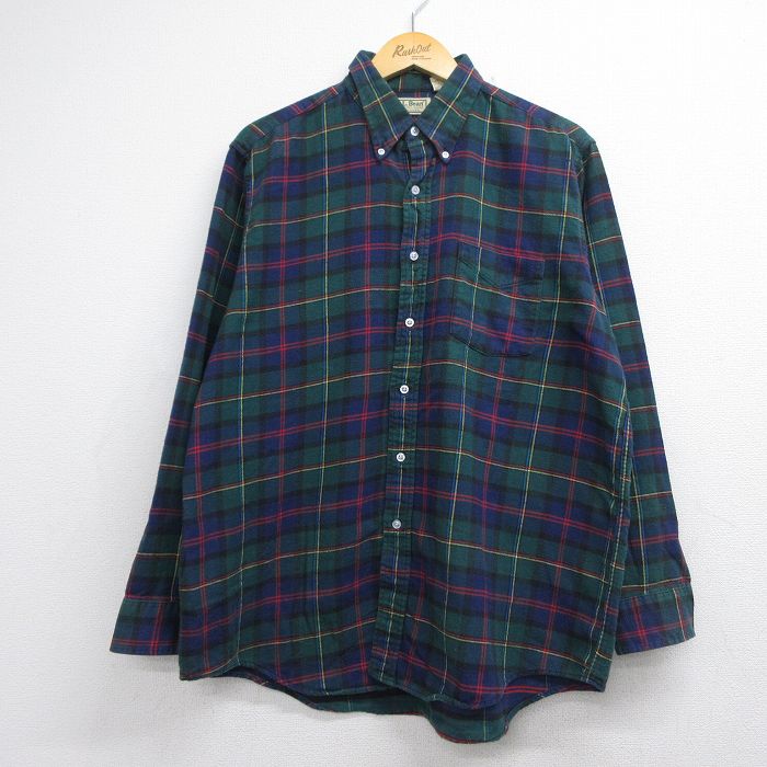 エルエルビーン 90s 長袖フランネルシャツ グリーンチェック メンズXL相当 | 古着