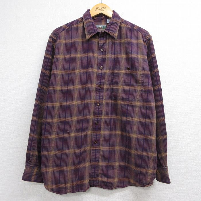 EMS 90s 長袖フランネルシャツ パープルチェック メンズXL相当 | 古着