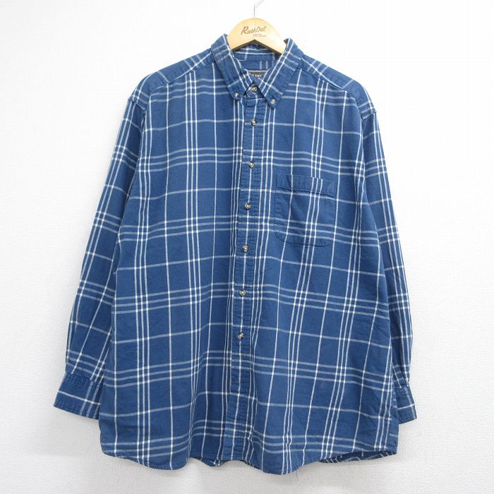 フランネル 90s 長袖シャツ ブルーチェック メンズXL相当 | 古着