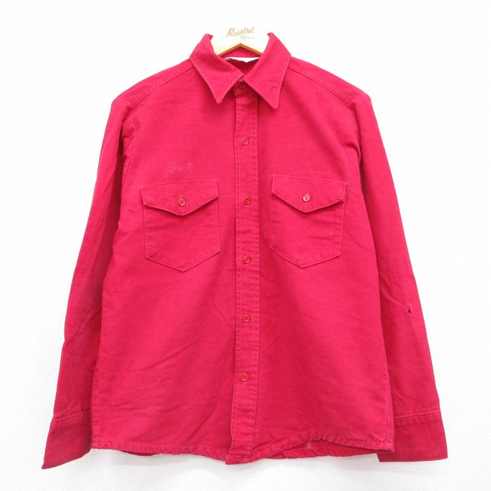 70s 長袖フランネルシャツ レッド メンズM相当 | 古着