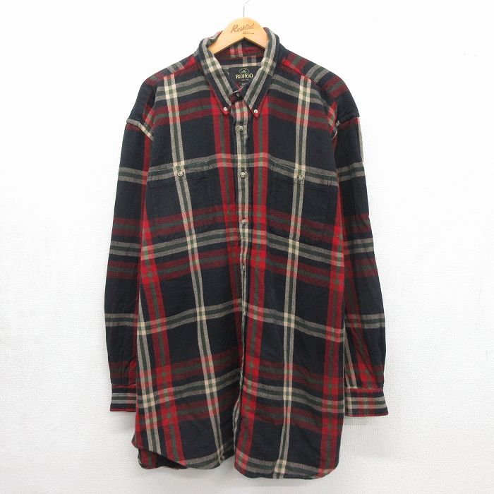 レッドヘッド 00s 長袖フランネルシャツ ブラックチェック メンズXL相当 | 古着